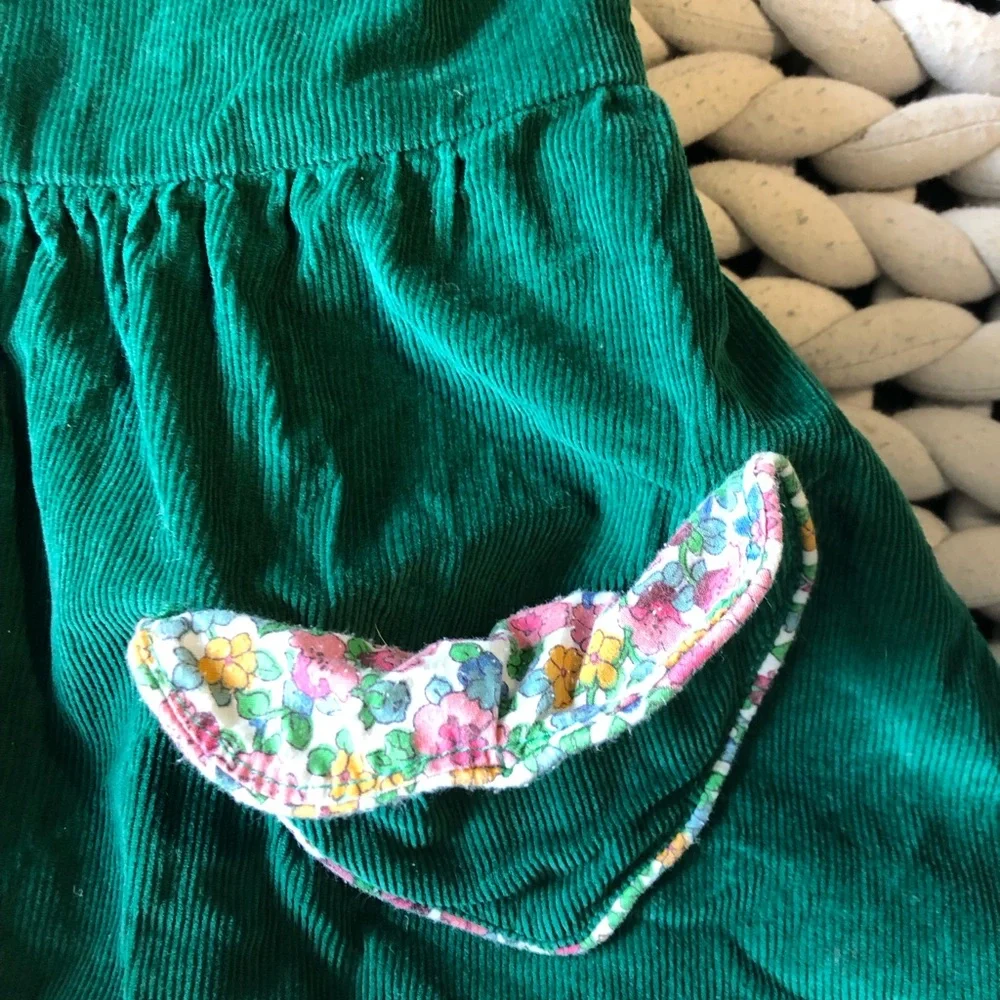 Mini Boden Green Girls' Heart Pocket Corduroy Dress - Picture 4 of 5